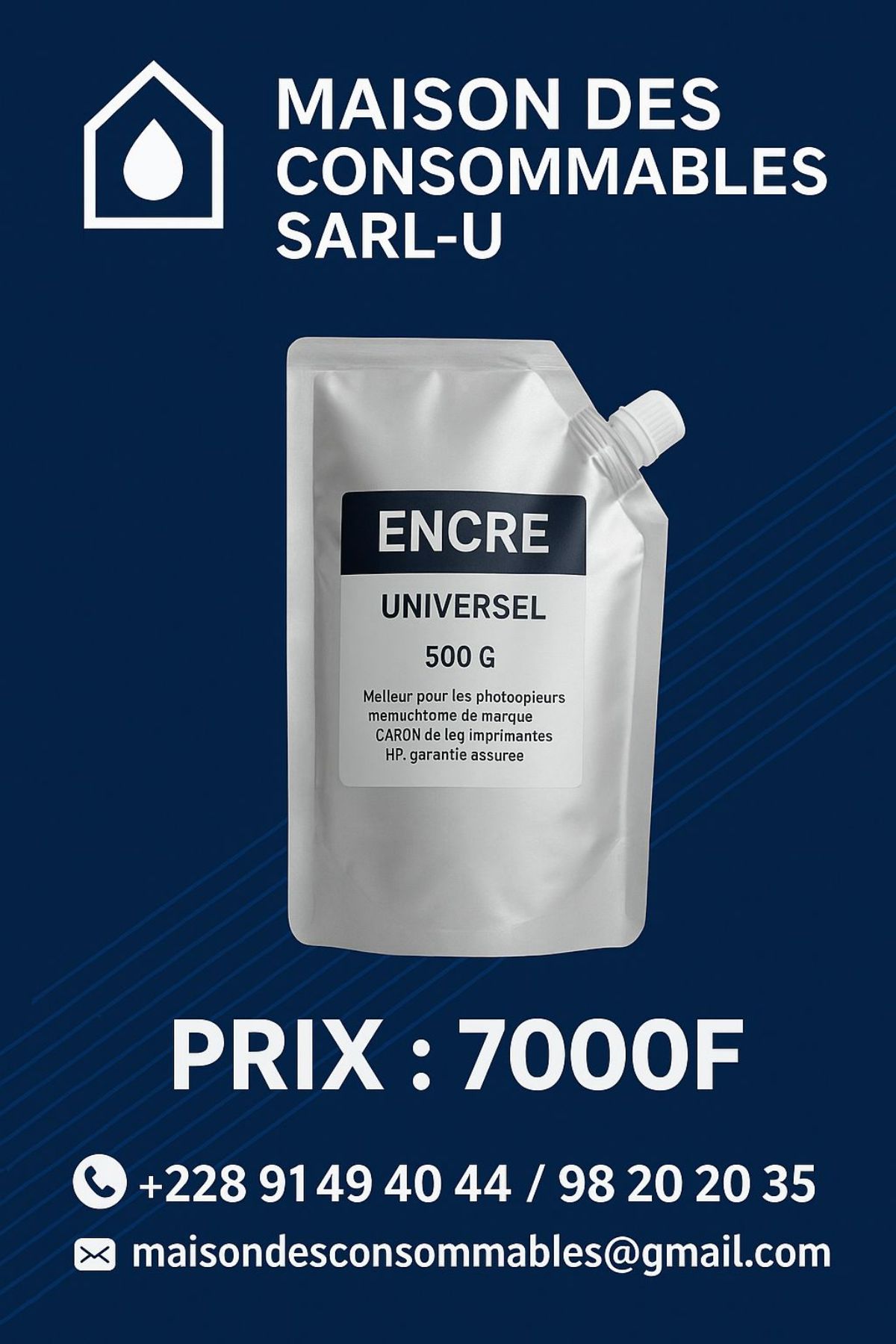 Encre universelle pour toute machine HP et canon