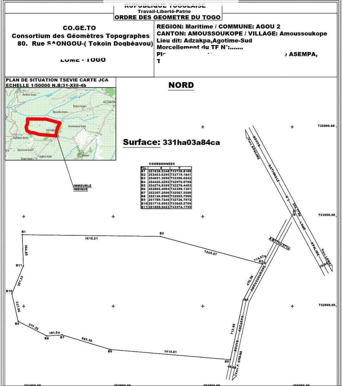 TERRAIN AGRICOLE EN VENTE À AMOUZOUKOPÉ 13 KLM