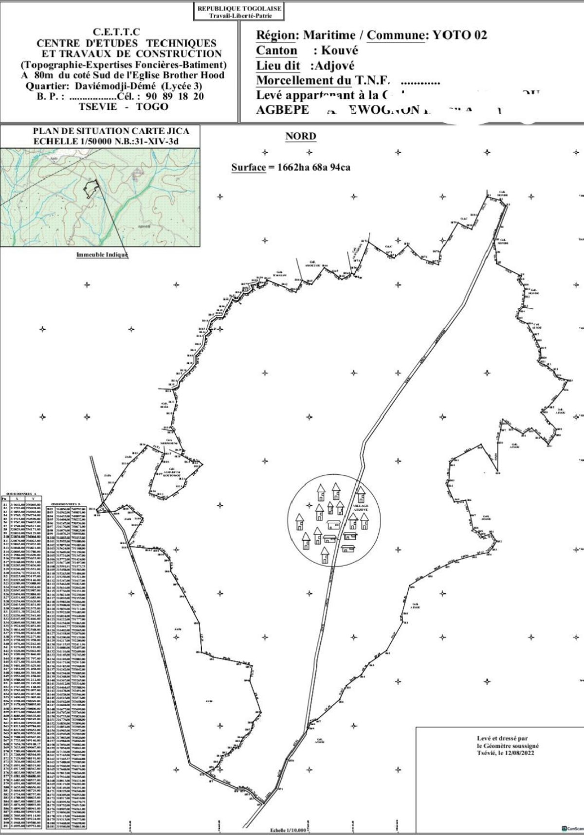 TERRAIN AGRICOL EN VENTE À KOUVÉ 24 KLM DE TSEVIÉ