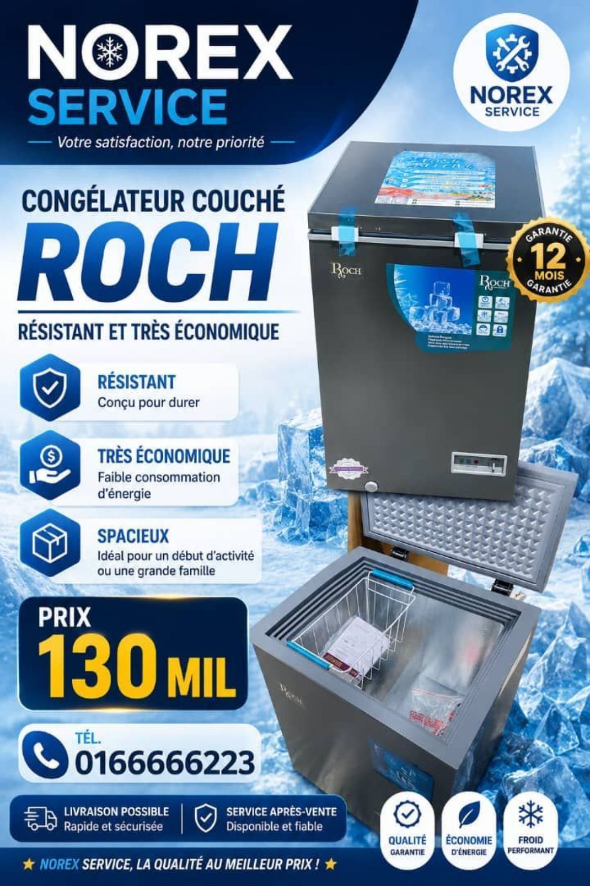 Congélateur debout et couché disponible