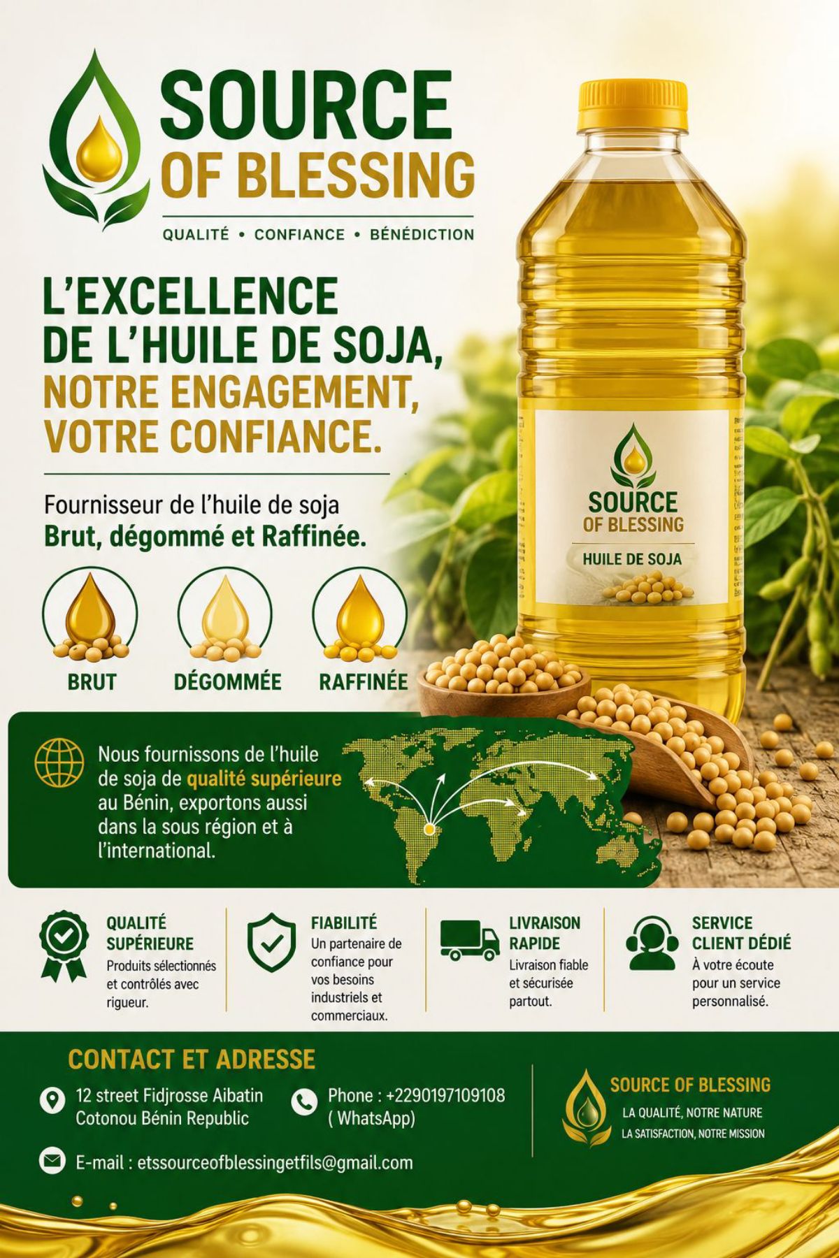 Huile de SOJA DISPONIBLES ✅