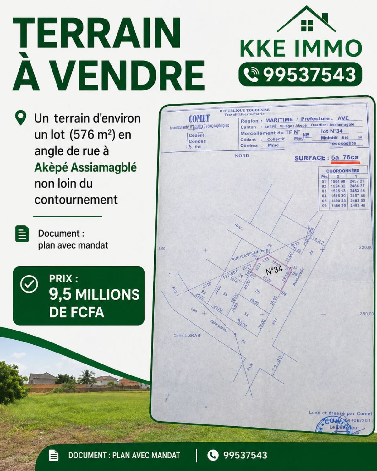 Terrain à vendre à Akèpé Assiamagblé