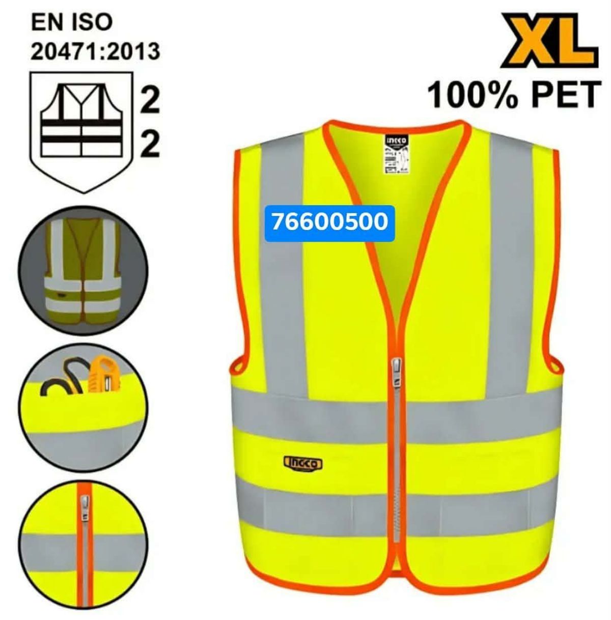 GILET FLUORÉ AVEC POCHE TECHNIQUE .INGCO