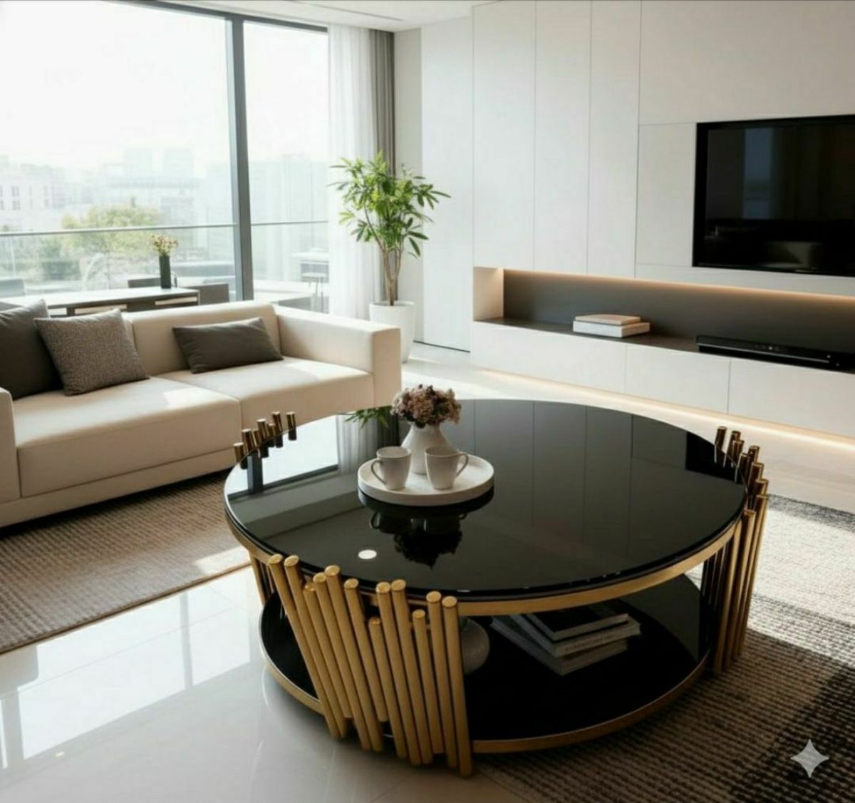 TABLE BASE ROND AVEC UN PLATEAU EN VERRE TREMPÉ - photo 2