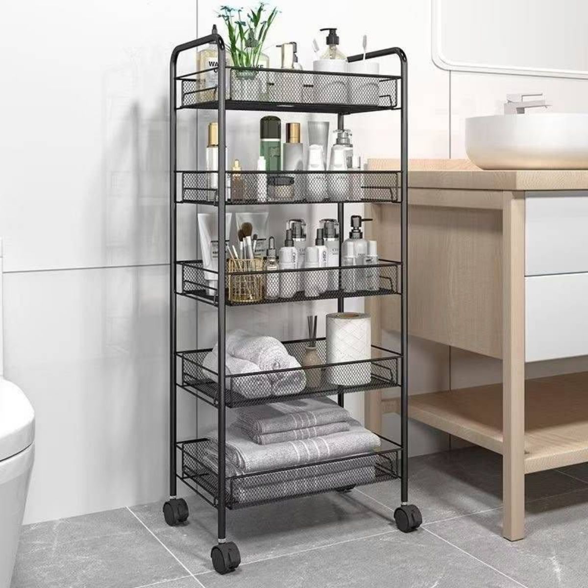 Étagère de rangement métallique à 5 niveaux avec