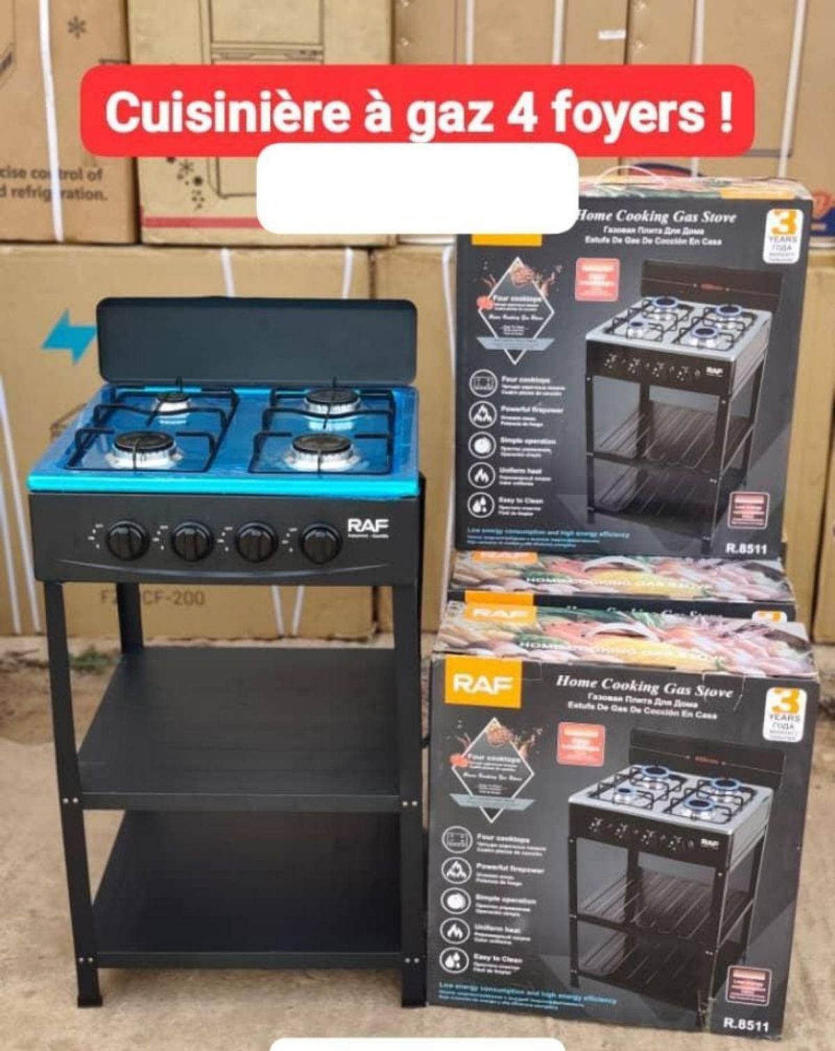 Cuisinière à gaz 4 foyers