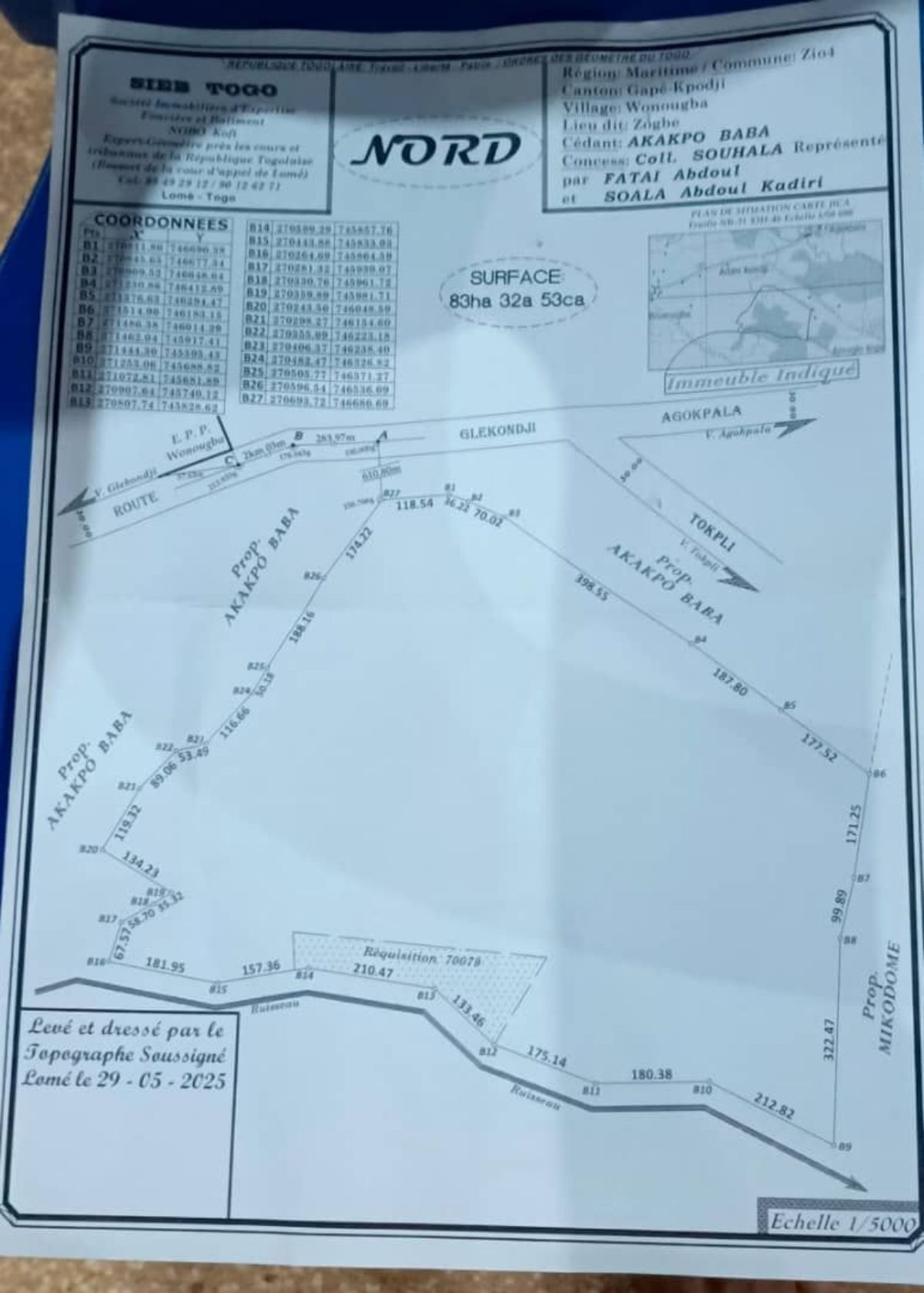 Terrain agricole à Wonougba