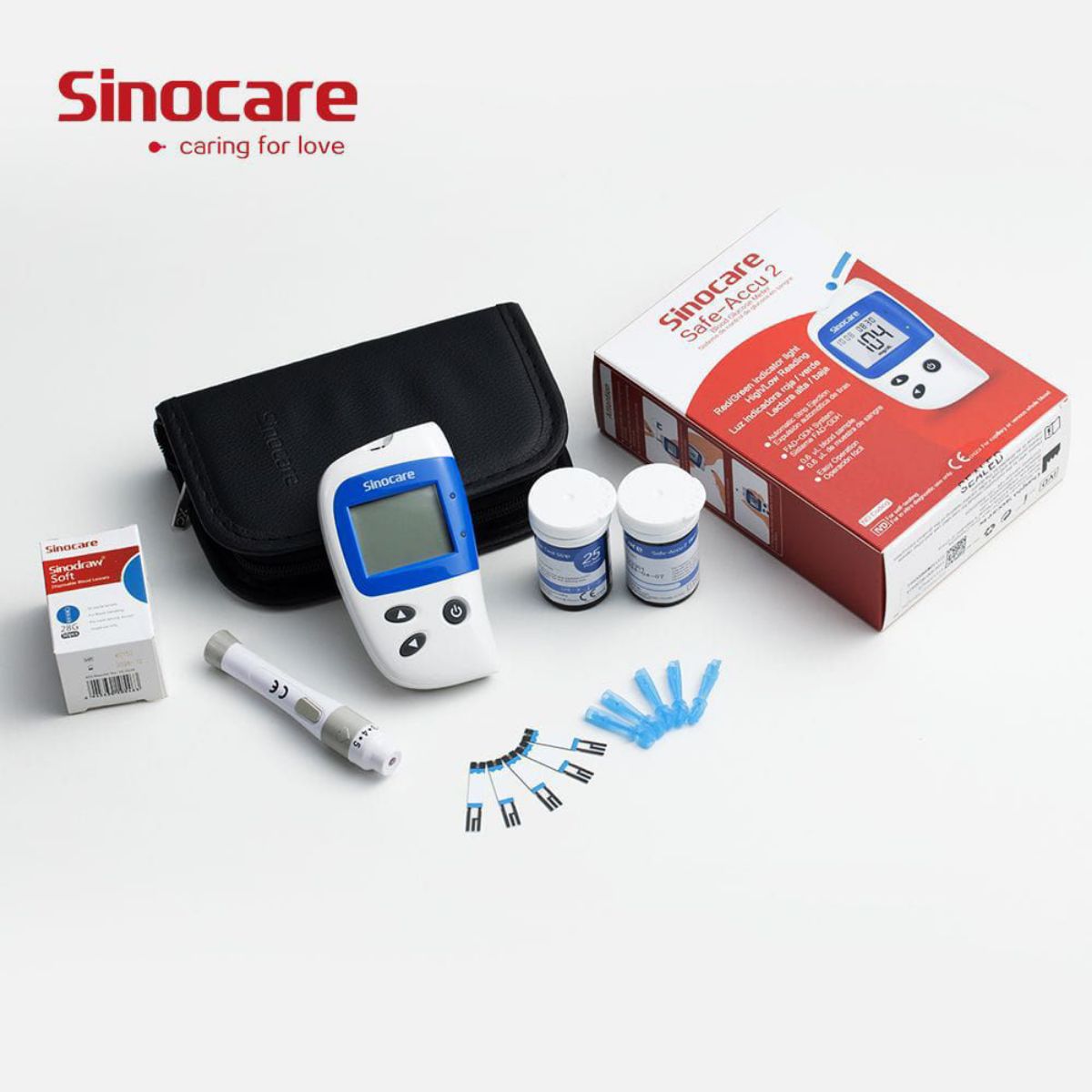 Glucomètre et bandelettes sinocaire safe accu2