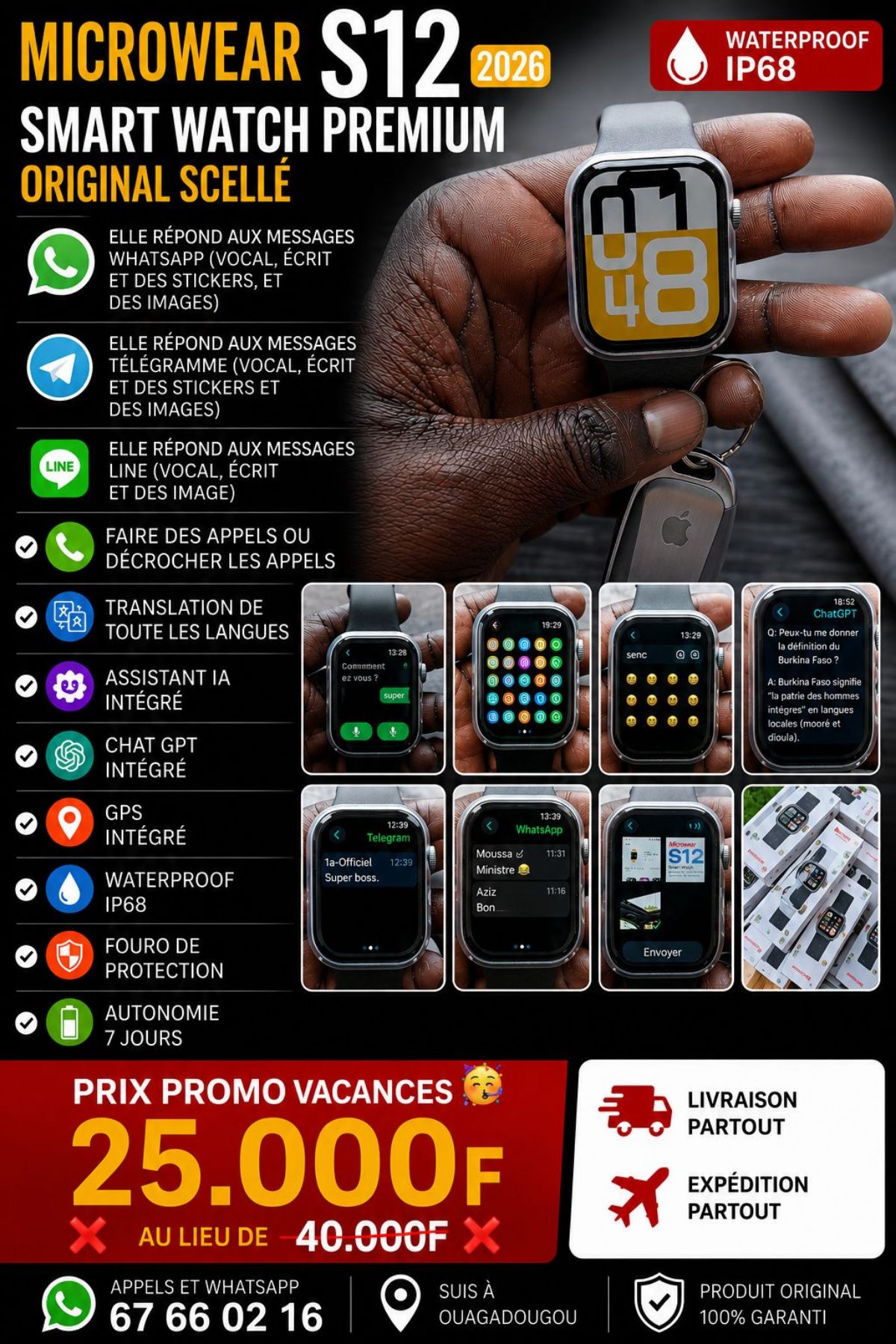 Microwear S12 année 2026 smart watch premium - photo 2