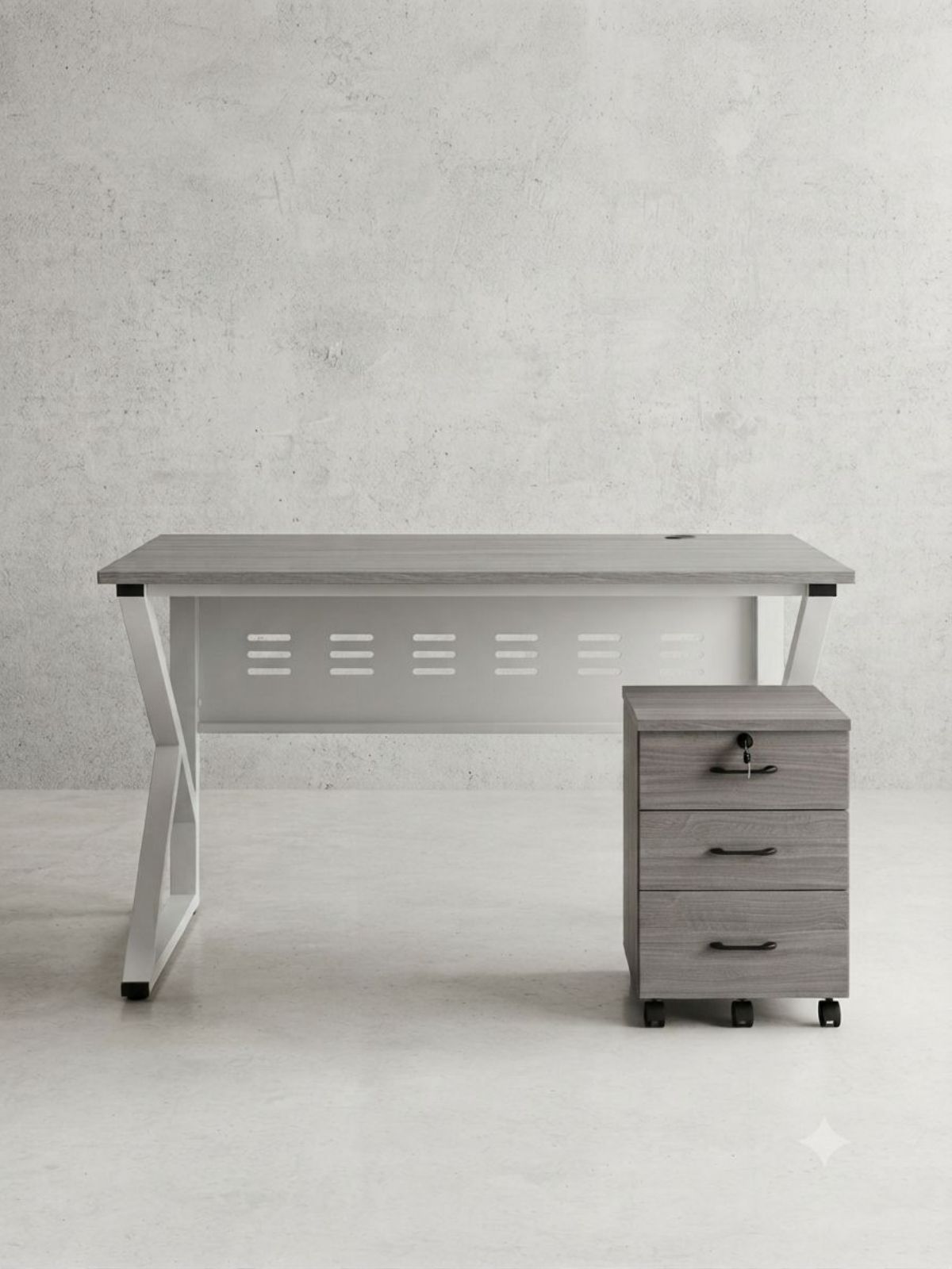 Bureau de direction avec 3 tiroirs à roulettes