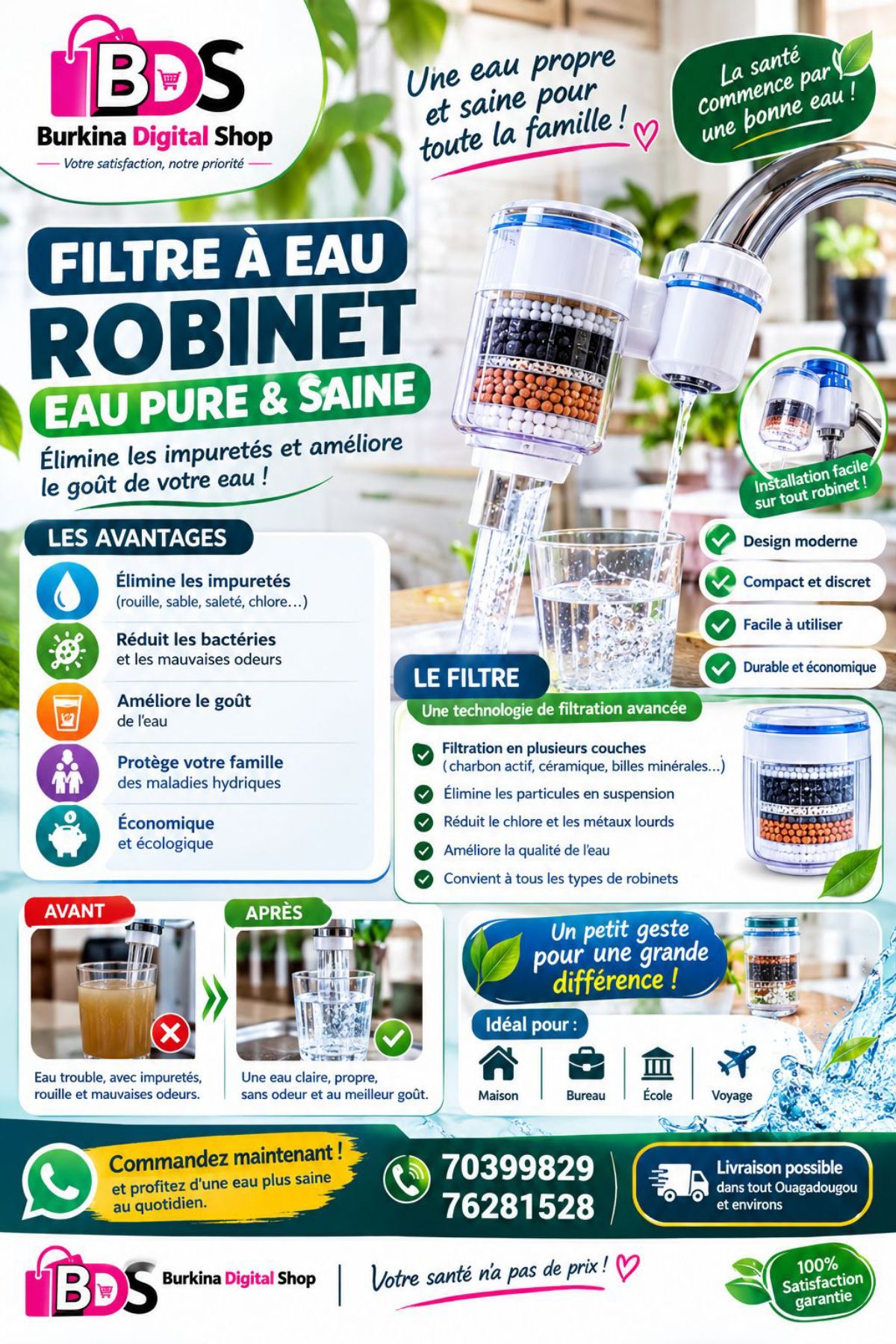Filtre a eau pour robinet