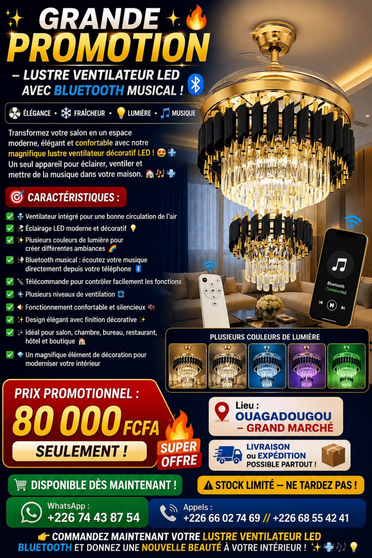 LUSTRE LED BLUETOOTH MUSICAL