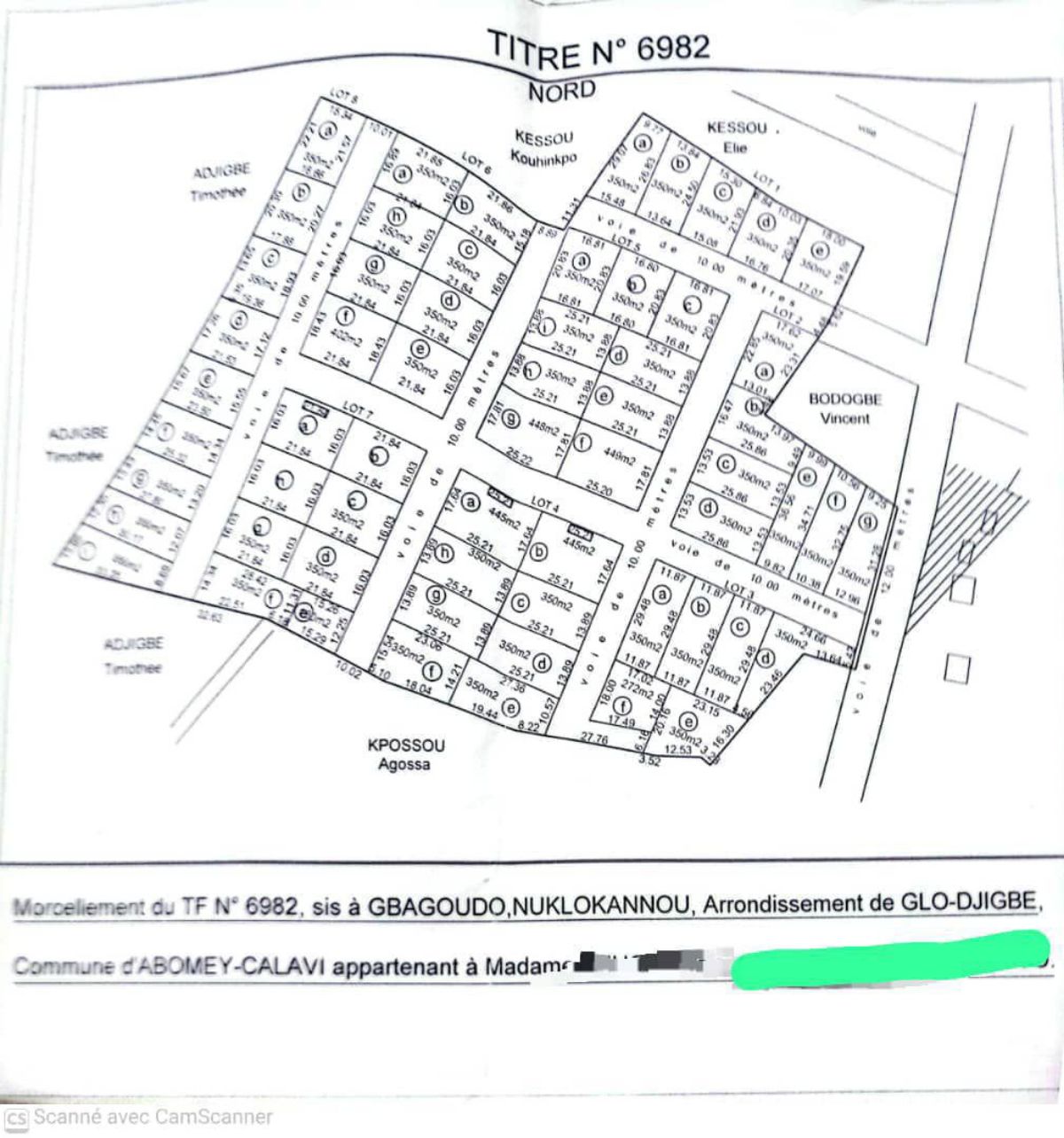 Domaine titre foncier à vendre à CALAVI GLO