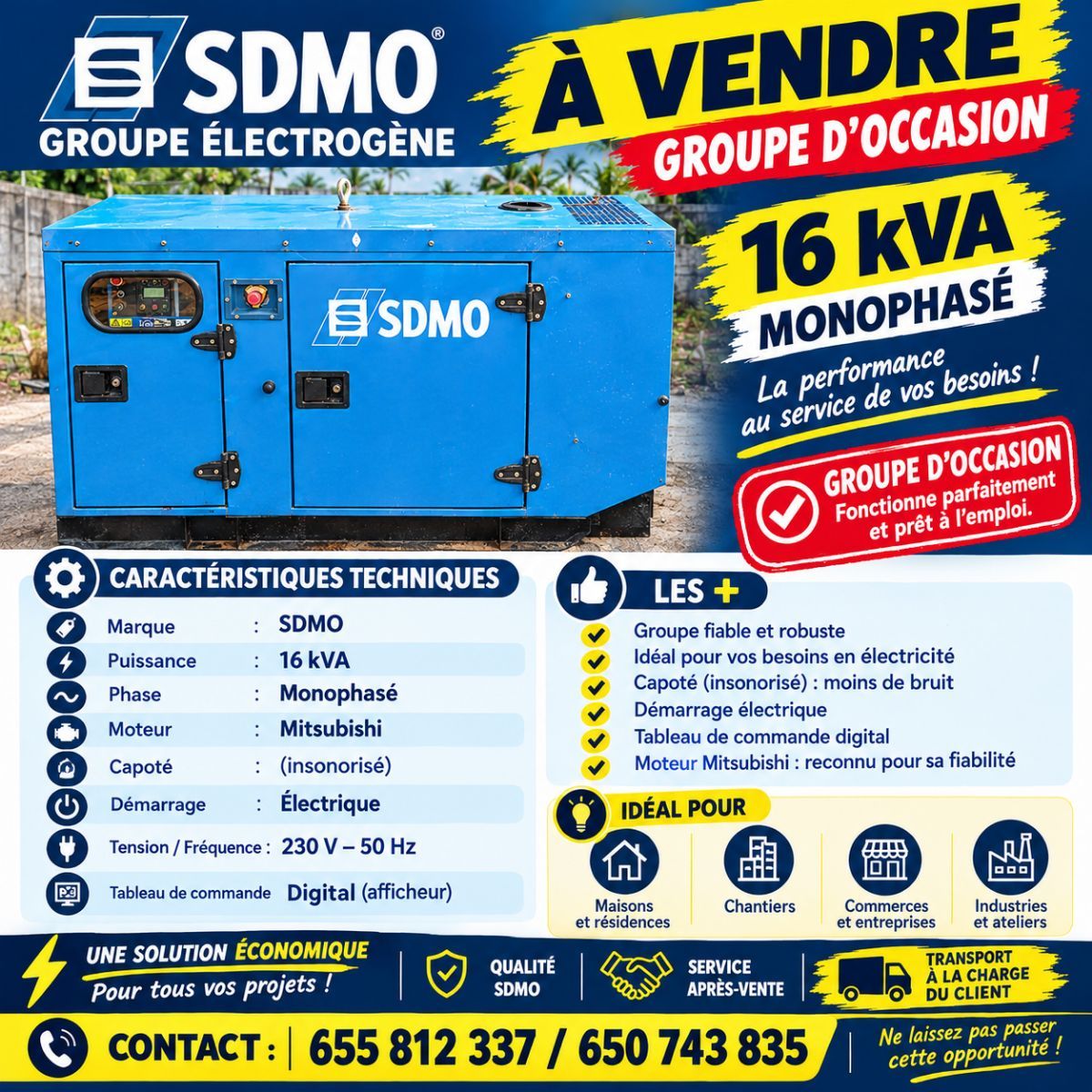 Groupe électrogène SDMO 16Kva diesel - photo 2