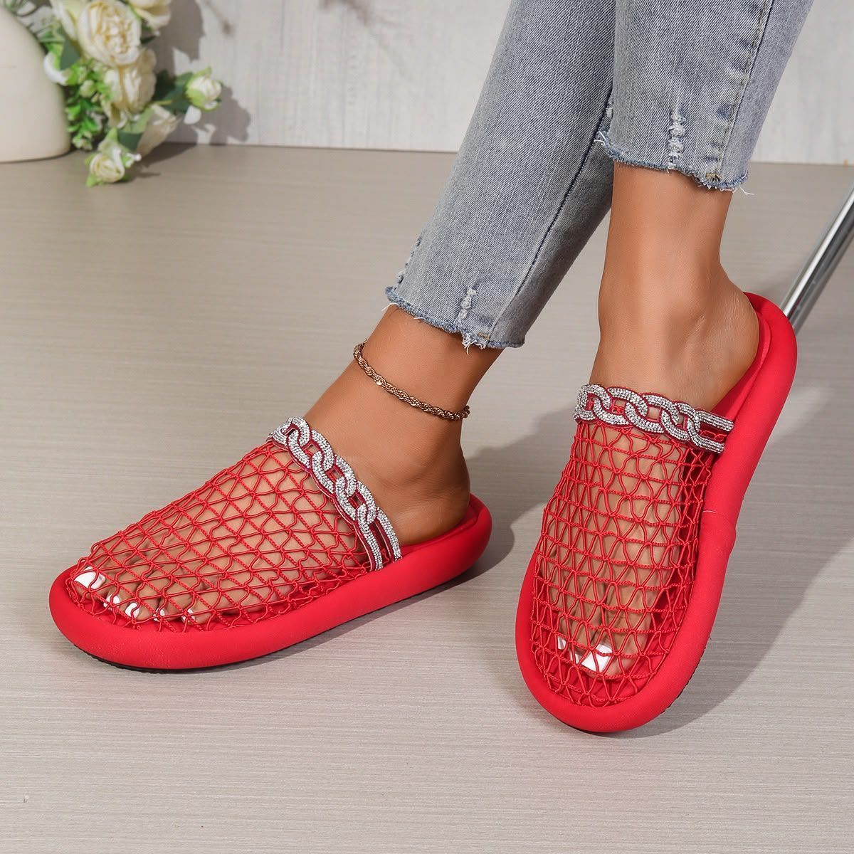 Sandales Mules Style « Fishnet » pour Femme