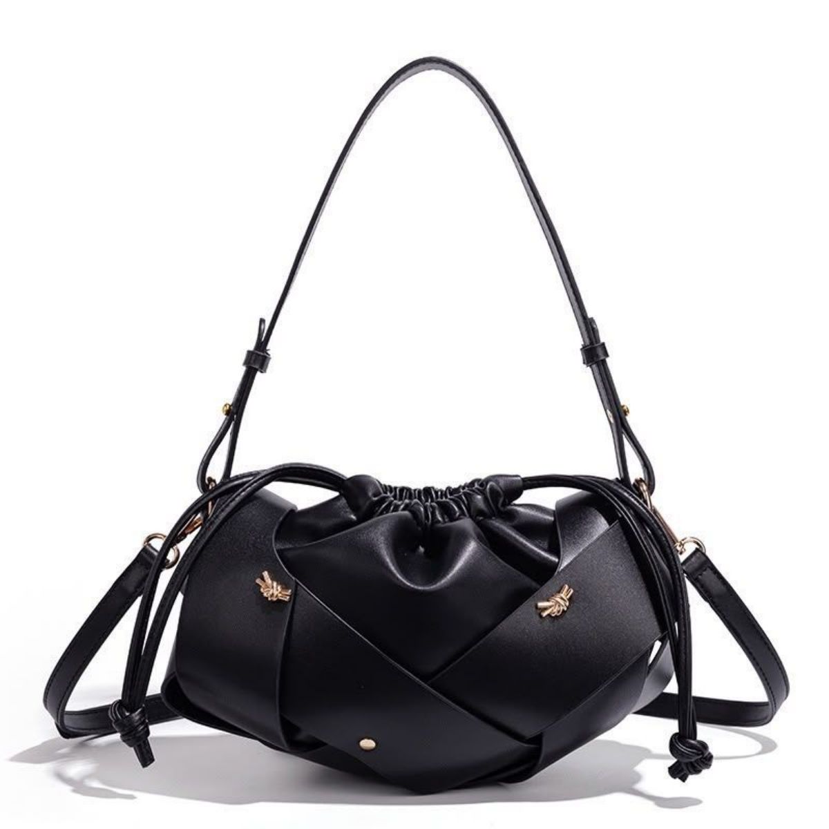Sac Seau Tressé Métallisé Or – Design Géométrique - photo 3