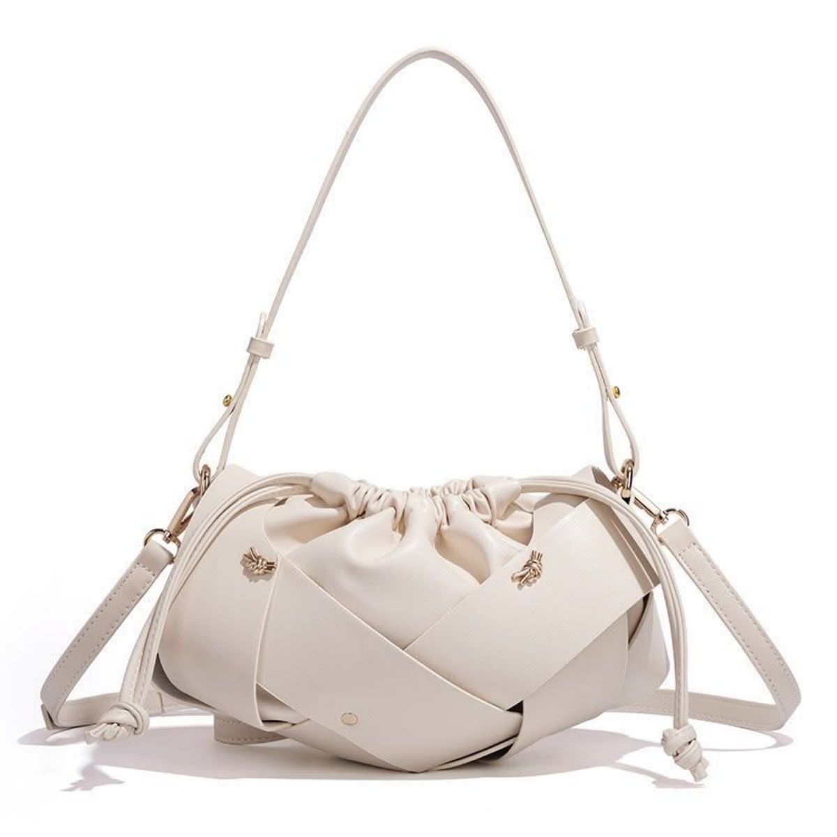 Sac Seau Tressé Métallisé Or – Design Géométrique - photo 2