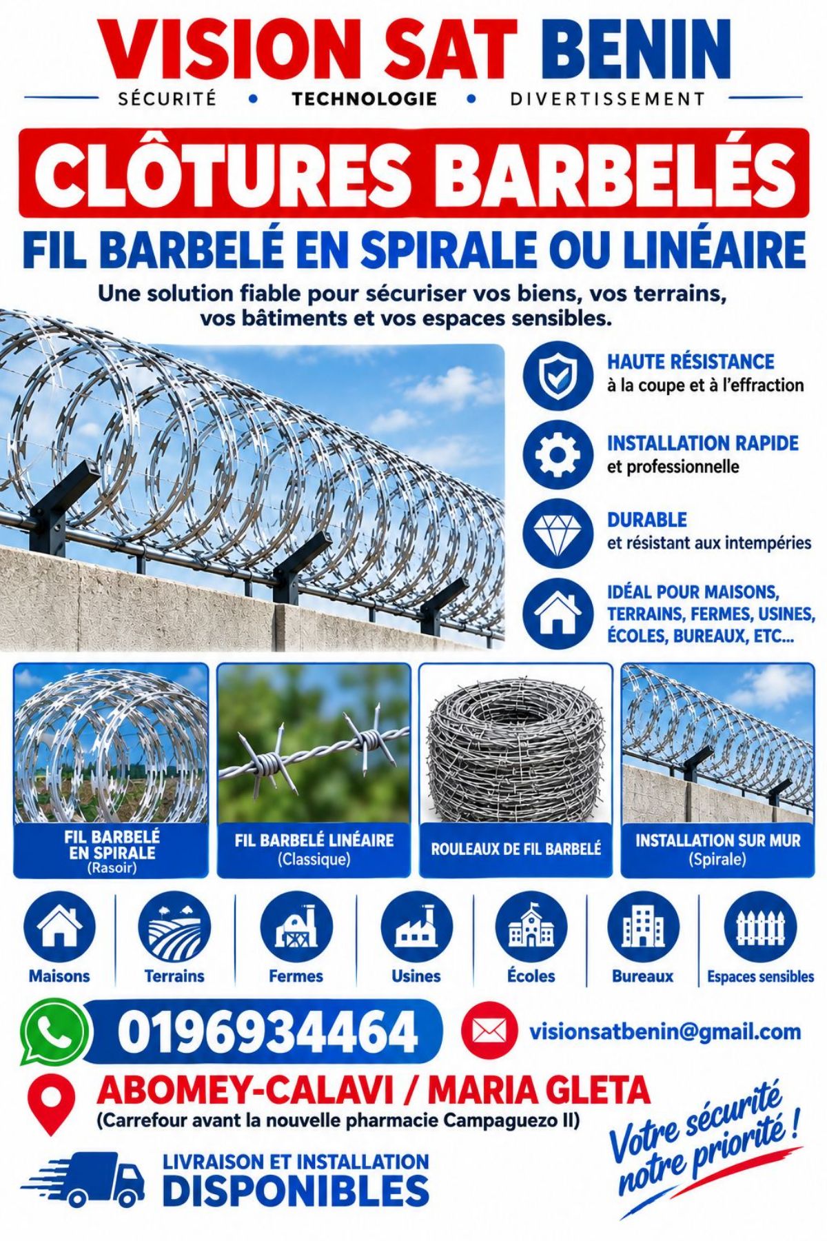 Ventes et installation des Clôtures Barbelés