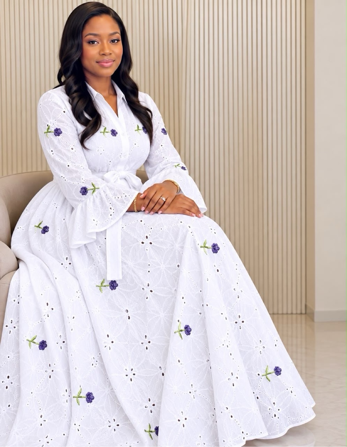 Robe longue blanche élégante et raffinée - photo 3
