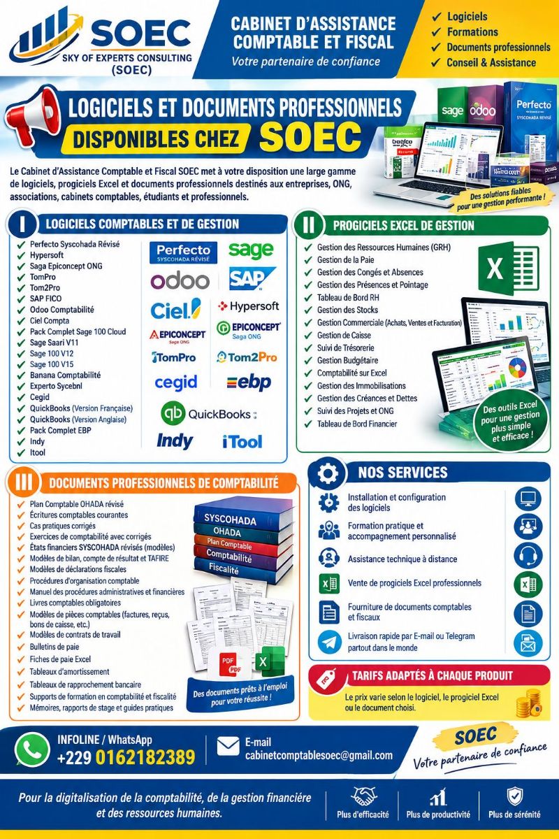 Vente de logiciels de comptabilité