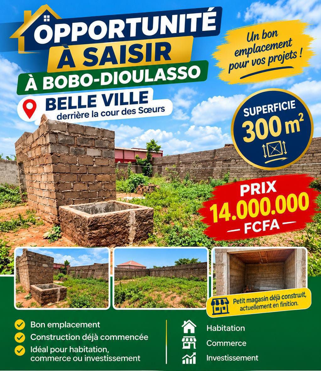 Terrain à vendre à Bobo dioulasso Belle ville