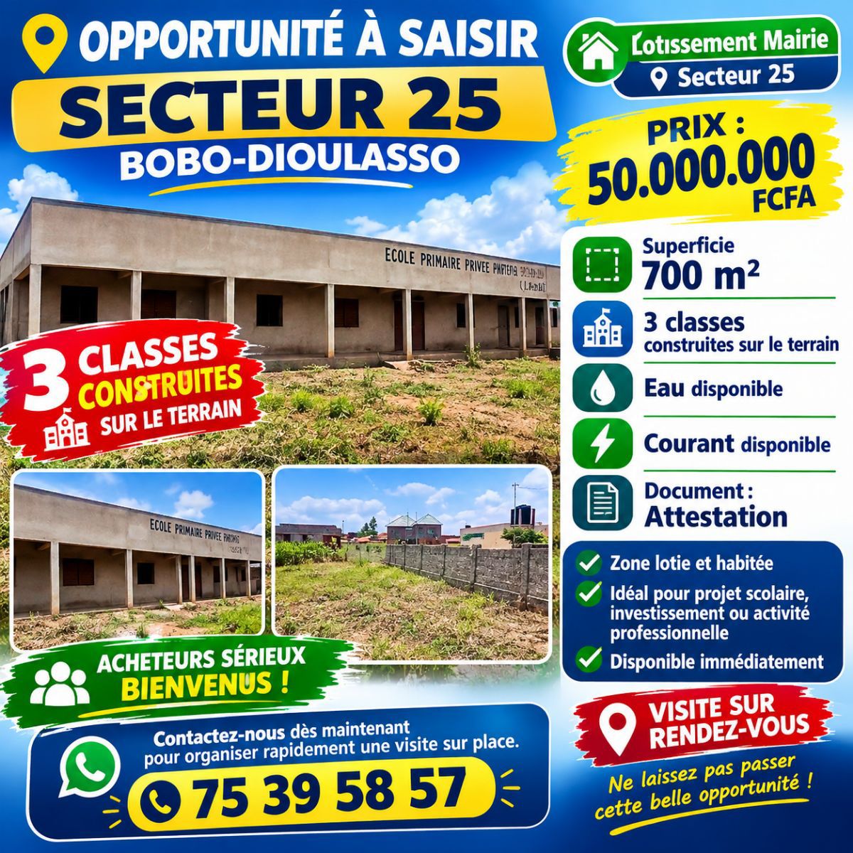Terrain à vendre secteur 25 bobo dioulasso