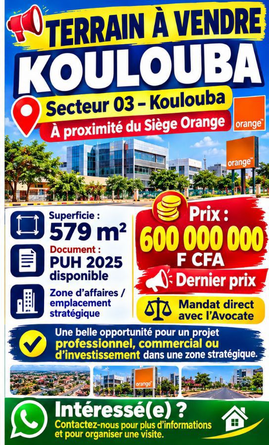 TERRAIN À VENDRE – KOULOUBA