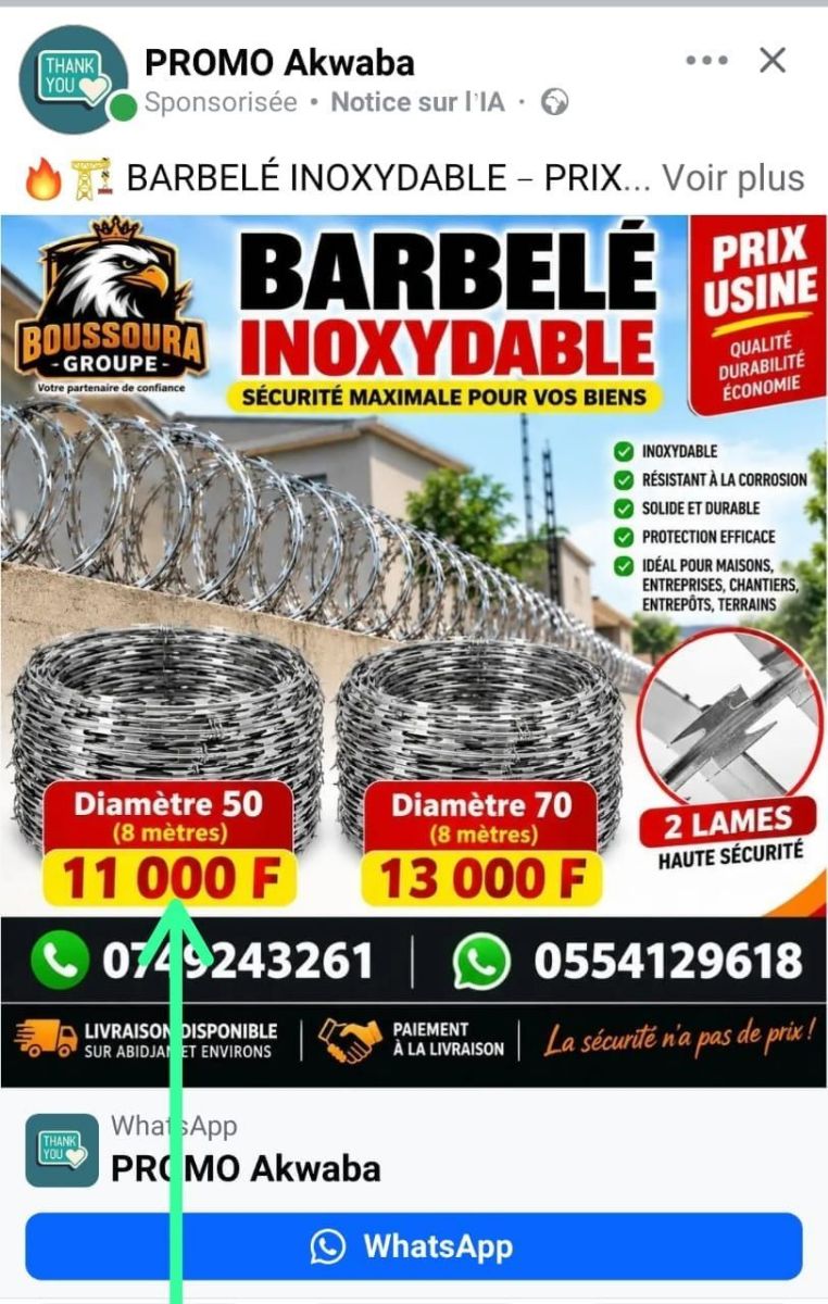 Promo barbelé inoxydable