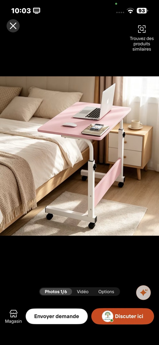 Table de lit ajustable