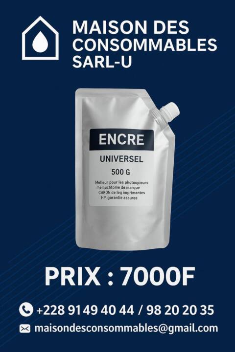 Encre universelle pour toute machine HP et canon
