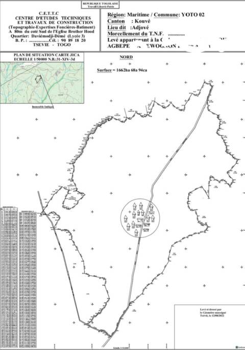 TERRAIN AGRICOL EN VENTE À KOUVÉ 24 KLM DE TSEVIÉ