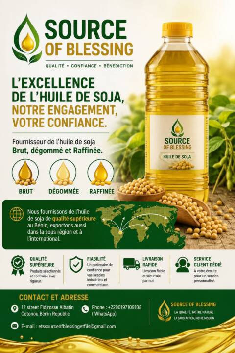 Huile de SOJA DISPONIBLES ✅