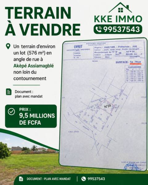 Terrain à vendre à Akèpé Assiamagblé