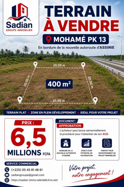 Vente de terrain à Mohamé