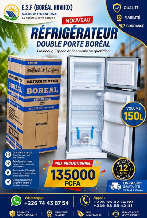 Réfrigérateur congélateur boréal 💦150L💦220L💦