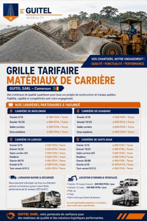 GRAVIER ET SABLE A VENDRE À YAOUNDÉ