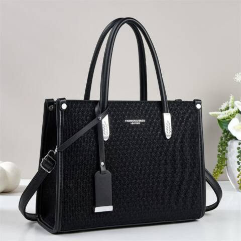 Sac Cabas « Fashion & Bags » Noir – Effet Tissé