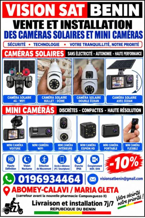 VENTES ET INSTALLATION DES CAMÉRAS SOLAIRE