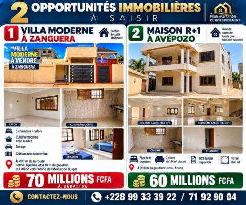 Des villas modernes en vente a Avepozo/zanguera