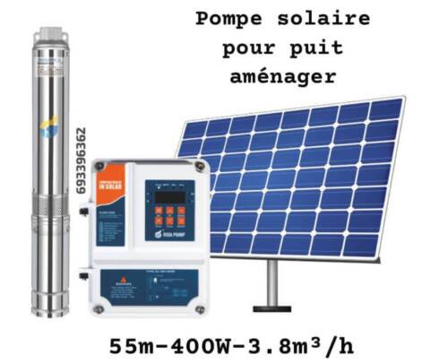 Pompe solaire pour puits aménagé  55m-400W
