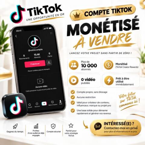 Compte tiktok monétisé à vendre