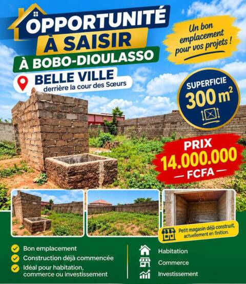 Terrain à vendre à Bobo dioulasso Belle ville