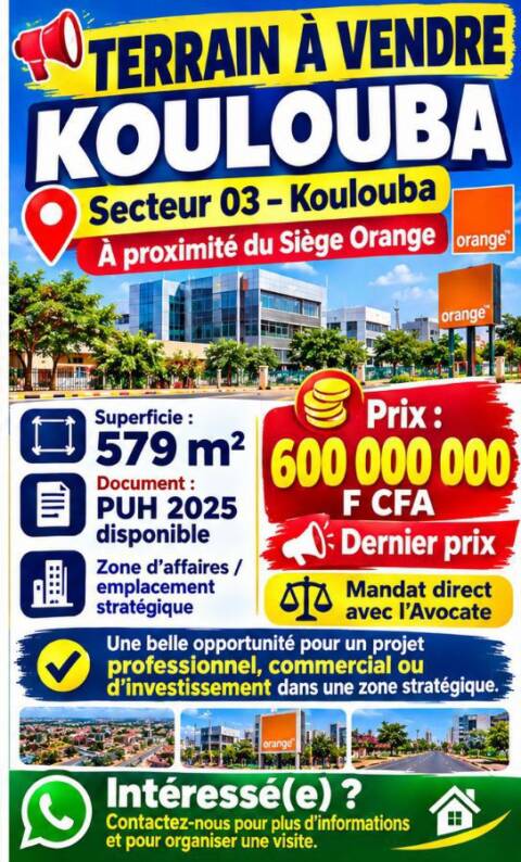 TERRAIN À VENDRE – KOULOUBA