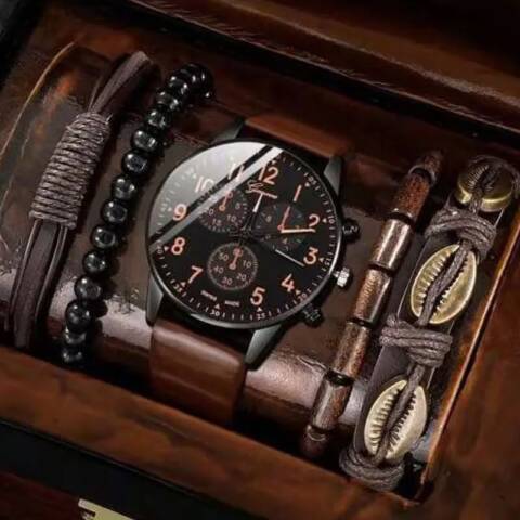 COFFRET MONTRE PLUS QUATRE BRACELETS ASSORTIE