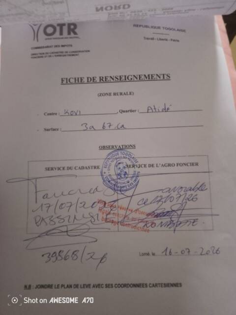 1/2 Lot en vente kovie atide non loin ananissime