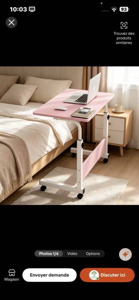Table de lit ajustable
