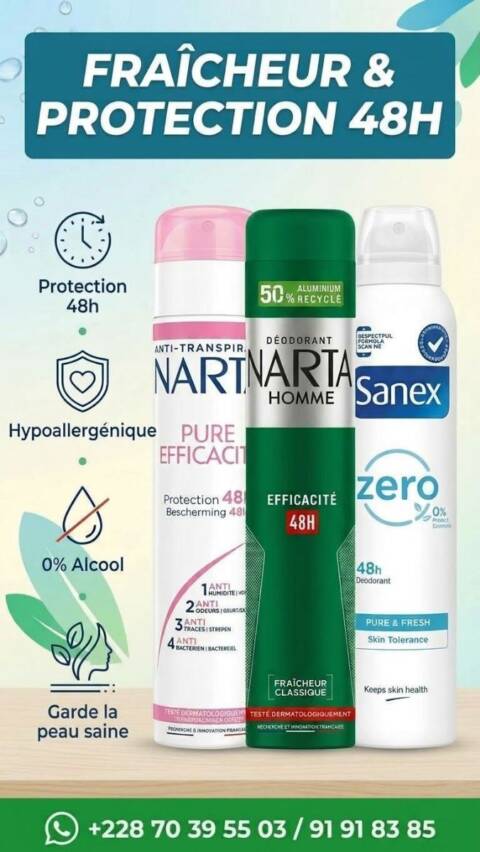 Déodorants 48h sanex narta