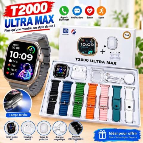 Montre Connectée + Écouteurs 7 Bracelets